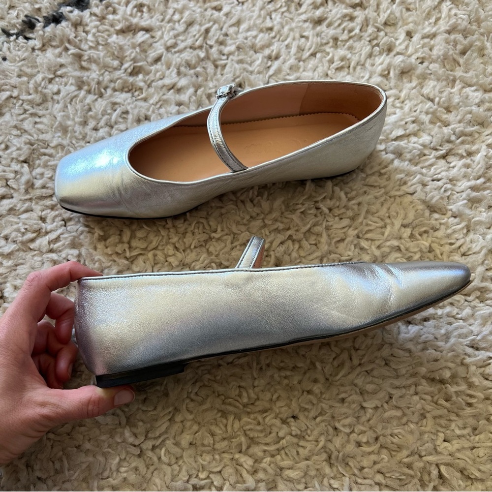 J. Crew Silver Leather Mary Janes - Picture 6 of 14
